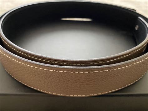 Original Hermès Wendegürtel Damen taupe schwarz 80cm .